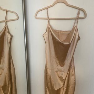 Champagne Satin Midi Dress